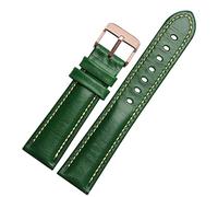 BNCXMO for Classic General Purpose Plain Weave Watch Band Fashion Brand Strap 18mm 20mm 21mm 22mm Genuine leahther Wristband (Color : Green-Rose Gold, Size : 22mm)