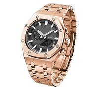 BNCXMO GA2100 Model Oak All Metal Bezel Strap Style Watch Bands For GA2100VB-1A Mod Kit Accessories with bottom cover