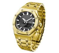BNCXMO GA2100 Model Oak All Metal Bezel Strap Style Watch Bands For GA2100VB-1A Mod Kit Accessories with bottom cover