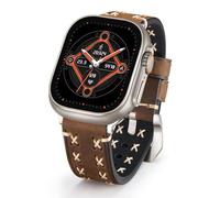 BNCXMO Genuine Leather Watch Band Compatible with Ultra 49mm Crazy-Horse Leather Watch Straps Rough Oil Top Grain Handmade Men Watch Bands Compatible with iWatch Ultra/Ultra 2