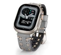 BNCXMO Genuine Leather Watch Band Compatible with Ultra 49mm Crazy-Horse Leather Watch Straps Rough Oil Top Grain Handmade Men Watch Bands Compatible with iWatch Ultra/Ultra 2