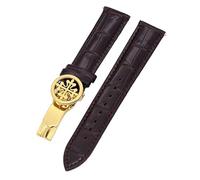 BNCXMO Genuine Leather Watch Strap 19MM 20MM 22MM Watchbands for Patek Philippe Wath Bands with Stainless Steel Deploy Clasp Men Women (Color : Light Brown Golden, Size : 20mm)