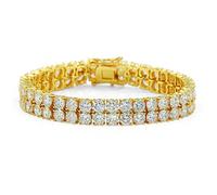 BNCXMO Gold Moissanite Double Round Tennis Bracelet,8 Inch Length,Stunning Jewelry Gift for Men