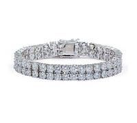 BNCXMO Gold Moissanite Double Round Tennis Bracelet,8 Inch Length,Stunning Jewelry Gift for Men
