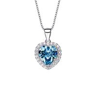 BNCXMO jewelry Necklace Crystal Heart Pendant for Women Birthday Stone FineJewelry Birthday Wedding Jewelry Gifts (Gem Color : August, Length : 45cm) (45cm November) jewelry
