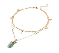 BNCXMO jewelry Necklace Simple Star Moon Choker Natural Stone Hexagonal Column Necklaces Pendants Fashion Crystal Necklace Women Jewelry (Metal Color : A 5) (A A 6) jewelry