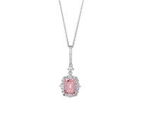 BNCXMO jewelry Square Long Pendant Necklace Pink Gemstone Wedding Jewelry for Women Topaz Colar jewelry