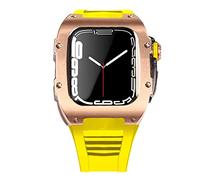 BNCXMO Lastest Stainless Steel Strap Case for Band 7 45mm Titanium Alloy Case for Iwatch 7 6 5 4 SE 44MM Diy Mod Kit Set