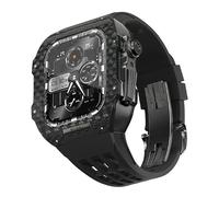 BNCXMO Latest lightweight carbon fiber case+fluororubber strap,For 8/7/6/5/4 series Replacement strap,For iwatch 44/45mm Watch Band upgrade kit