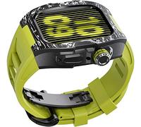 BNCXMO Luxury Carbon Fiber Watch Case+Rubber Watch Band,For SE 8 7 6 5 4 SE, Metal Retro Case and Watch Band,For Iwatch 45mm 44mm Series Watch DIY