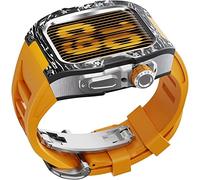 BNCXMO Luxury Carbon Fiber Watch Case+Rubber Watch Band,For SE 8 7 6 5 4 SE, Metal Retro Case and Watch Band,For Iwatch 45mm 44mm Series Watch DIY