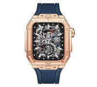 BNCXMO Luxury Metal Watch Case+Strap For Band Series 6 5 4 SE 44mm Stainless Steel Strap Rubber Bracelet for IWatch 6 5 4 SE 44mm Series