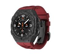 BNCXMO Luxury Modification Kit for Galaxy Watch 7 Ultra 47mm Carbon Case Rubber Strap for Galaxy Watch Ultra Carbon Fiber Cover Watchbands