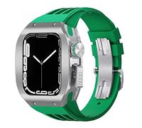 BNCXMO Luxury Titanium Alloy Modification Kit for Case 45mm for iWatch 8 7 6 5 4 SE 45mm 44mm Fluorine Rubber Watch Band (Size:45mm)