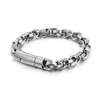 BNCXMO Men's Personalised Stainless Steel Bracelet, Pea Chain Bracelet, Unisex Chain, Personalised ic, Gift for Him