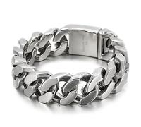 BNCXMO Men's Personalised Stainless Steel Curb Chain Bracelets for Men Men's Accessories