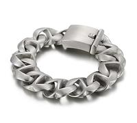 BNCXMO Men's stainless steel bracelet, smooth sand, curb chain, personalised bracelet, gift idea for men