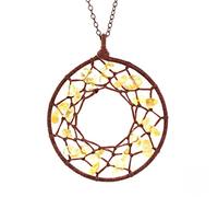 BNCXMO Natural Crystal Quartz Stone Pendant Handmade Braided Rope Round Shape Pendant Chain Necklace