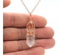 BNCXMO Natural Crystal Quartz Stone Pendant Necklace Handmade Wire Wrapped Faceted Stone Chain Necklace