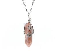 BNCXMO Natural Crystal Quartz Stone Pendant Necklace Handmade Wire Wrapped Faceted Stone Chain Necklace