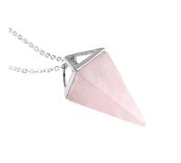 BNCXMO Natural Gem Stone Pendulum Necklace Crystal Quartz Stone Dowsing Pyramid Pendant Necklace Women Men Chakra Jewelry-Black Agates Silver