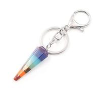 BNCXMO Natural Stone 7 Chakra Pendant Natural Dowsing Pendulum Necklaces Rainbow Layered Spiritual Amulet-E-3 No Chain