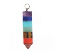 BNCXMO Natural Stone 7 Chakra Pendant Natural Dowsing Pendulum Necklaces Rainbow Layered Spiritual Amulet-E-3 No Chain
