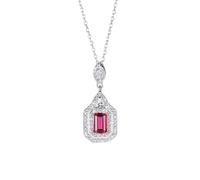 BNCXMO Necklace Sterling 925 Red Gemstone Clear Crystal Pendants Jewelry Accessories