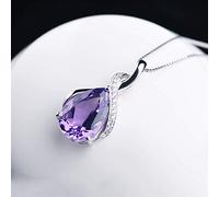 BNCXMO Necklaces for Women Girls 925 Silver Purple Amethyst Drop Shape Ladies Pendant Necklace Valentine's Gift For Girlfriend Wife Mother Or Friend Choker Necklaces,Necklaces