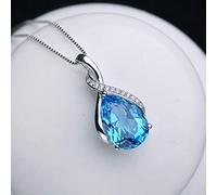 BNCXMO Necklaces for Women Girls 925 Silver Topaz Drop Shape Ladies Pendant Necklace Valentine's Gift For Girlfriend Wife Mother Or Friend Choker Necklaces,Necklace