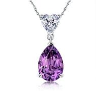 BNCXMO Necklaces for Women Girls Drop Shape 2.6 Carats Amethyst Pendant Necklace 925 Sterling Silver Pendant Necklace 18'', Jewelry For Women Choker Necklaces,Necklaces