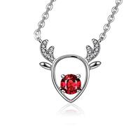 BNCXMO Necklaces for Women Girls Garnet Jewels Heart Gemstone Pendant Silver Necklace Ladies Jewelry Gifts Necklaces For Women Girls Choker Necklaces