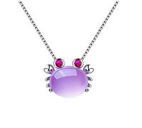 BNCXMO Necklaces for Women Girls Sterling Silver Little Crab Pendant Amethyst Pink Crystal Necklace Gemstone Valentine's Day Present Women Jewelry Anniversary Day Birthday Choker Necklaces