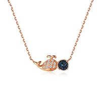 BNCXMO Necklaces for Women Girls Whale Pendant Necklace Rose Gold Whale Pendant Sterling Silver 18inch Choker Necklaces