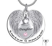 BNCXMO No Longer by My Side, but Forever in My Heart Stainless Steel Memorial Cremation Urn Pendants Necklace for Ashes -daughter