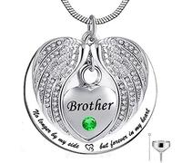 BNCXMO No Longer by My Side, but Forever in My Heart Stainless Steel Memorial Cremation Urn Pendants Necklace for Ashes - brother