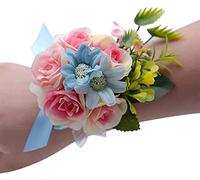 BNCXMO Pink Wrist Corsage Wedding Bracelet Bridesmaid Flower Corsage Bracelet Wedding Silk Ribbon Artificial Flowers Marriage