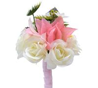 BNCXMO Pink Wrist Corsage Wedding Bracelet Bridesmaid Flower Corsage Bracelet Wedding Silk Ribbon Artificial Flowers Marriage
