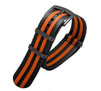 BNCXMO Premium Quality 20mm 22mm Seatbelt Watch Band Nylon Strap for 007 Military Striped Replacement Men Watch (Color : A1 Black Clasp, Size : 22mm)