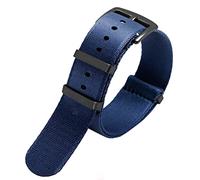 BNCXMO Premium Quality 20mm 22mm Seatbelt Watch Band Nylon Strap for 007 Military Striped Replacement Men Watch (Color : A1 Black Clasp, Size : 22mm)