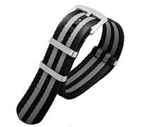 BNCXMO Premium Quality 20mm 22mm Seatbelt Watch Band Nylon Strap for 007 Military Striped Replacement Men Watch (Color : A1 Black Clasp, Size : 22mm)