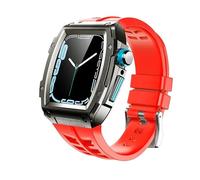 BNCXMO Retrofit Kit Rubber Strap+Metal Case for Band 45mm 44mm Stainless Steel Kit Cover for iWatch Series 8 7 6 5 4 SE Belt (Color : Blue-Black-Black, Size : 44MM)