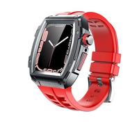 BNCXMO Retrofit Kit Rubber Strap+Metal Case for Band 45mm 44mm Stainless Steel Kit Cover for iWatch Series 8 7 6 5 4 SE Belt (Color : Blue-Black-Black, Size : 44MM)