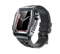 BNCXMO Retrofit Kit Rubber Strap+Metal Case for Band 45mm 44mm Stainless Steel Kit Cover for iWatch Series 8 7 6 5 4 SE Belt (Color : Blue-Black-Black, Size : 44MM)