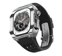 BNCXMO Rubber Watch Band Carbon Fiber Bezel,For SE/4/5/6/7/8 Mod Kit Accessories Replacement Fluororubber Watch Band,For IWatch Series 44/45mm,With Band Tool