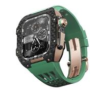 BNCXMO Rubber Watch Band Carbon Fiber Bezel,For SE/4/5/6/7/8 Mod Kit Accessories Replacement Fluororubber Watch Band,For IWatch Series 44/45mm,With Band Tool