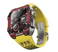 BNCXMO Rubber Watch Band Carbon Fiber Bezel,For SE/4/5/6/7/8 Mod Kit Accessories Replacement Fluororubber Watch Band,For IWatch Series 44/45mm,With Band Tool