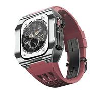 BNCXMO Rubber Watch Strap with Carbon Fibre Case Compatible with Series 8 7 44 45mm Carbon Fibre Case Robust Protection Luxury Strap Upgrade and Replacement Set (Size: 44mm), 45 mm,