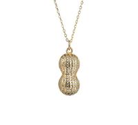 BNCXMO S925 Sterling Silver Gold Peanut Pearl Necklace Zircon Female Korean Style Clavicle Chain Student Versatile Pendant Necklace Gold