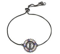 BNCXMO Shiny Princess Square Cubic Zirconia Crystal Bracelet Snake Shape Round Charm Bracelet Women Women Jewelry Adjustable